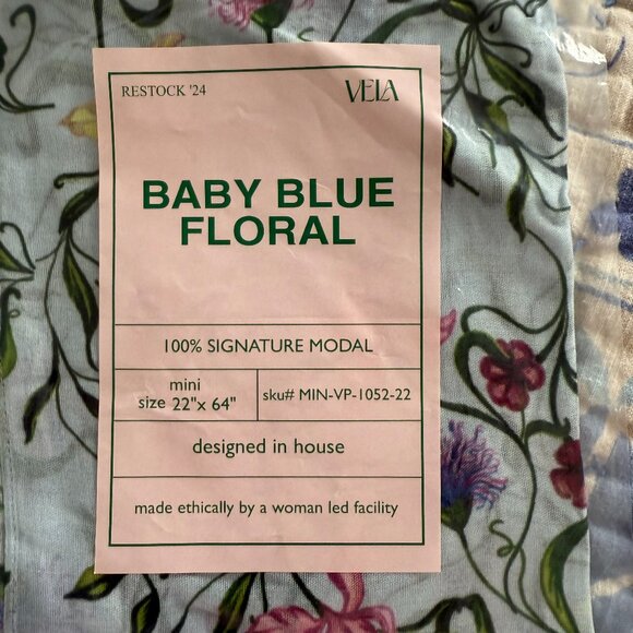 NWT Vela scarves Baby Blue Floral - Picture 2 of 2